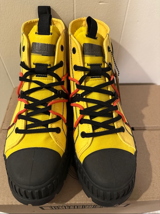 Palladium Other - Palladium Yellow Canvas Lace-Up Boots with Black Toe & Soles